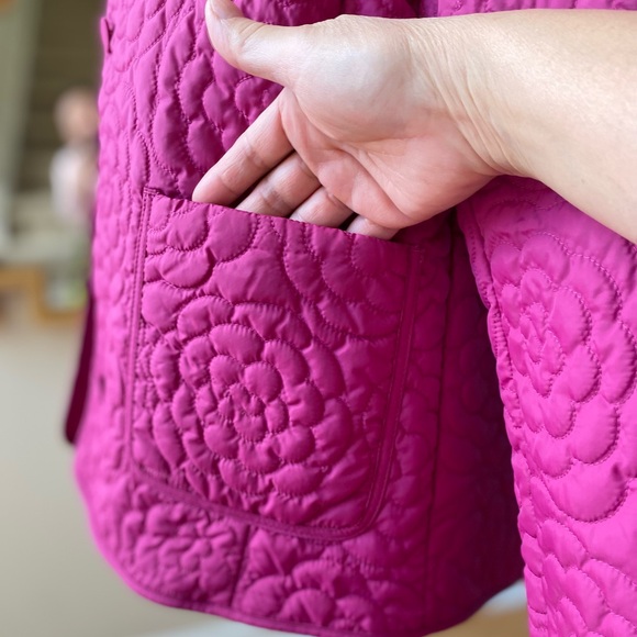 Talbots Quilted Rosette Magenta  Puffer Barn Jacket size Small new with Tags - Picture 9 of 16